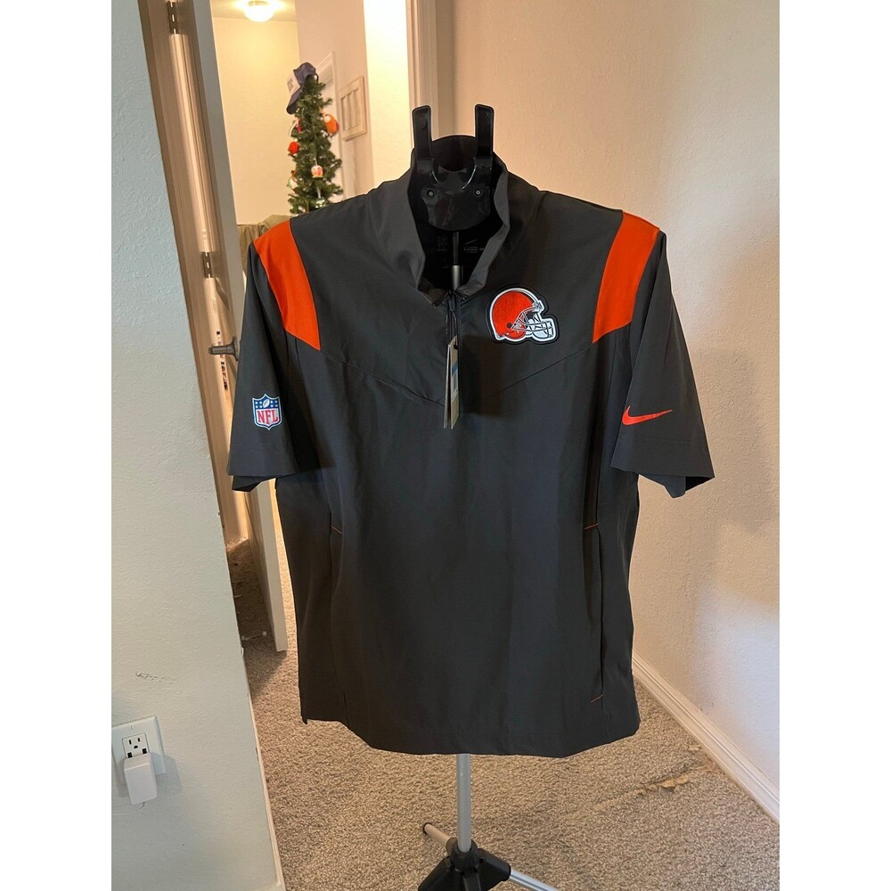 Cleveland Browns NFL Football Nike Sideline Coach Chevron Lockup Quarter-Zip NWT